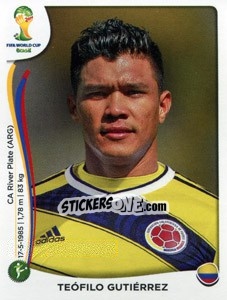 Sticker Teofilo Gutierrez - Coppa del Mondo FIFA Brasile 2014 n. 200 - Panini