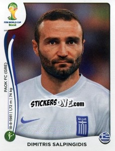 Sticker Dimitris Salpingidis - Coppa del Mondo FIFA Brasile 2014 n. 219 - Panini