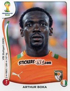 Sticker Arthur Boka - Coppa del Mondo FIFA Brasile 2014 n. 228 - Panini