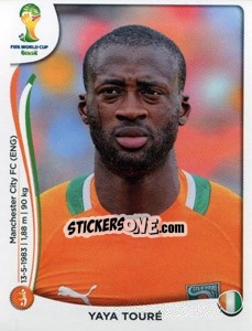 Sticker Yaya Toure - Coppa del Mondo FIFA Brasile 2014 n. 231 - Panini