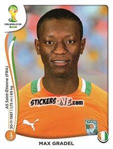 Sticker Max Gradel - Coppa del Mondo FIFA Brasile 2014 - Panini