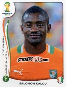 Sticker Salomon Kalou - Coppa del Mondo FIFA Brasile 2014 n. 237 - Panini