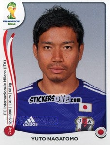 Sticker Yuto Nagatomo - Coppa del Mondo FIFA Brasile 2014 - Panini