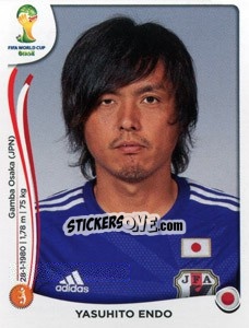 Sticker Yasuhito Endo - Coppa del Mondo FIFA Brasile 2014 n. 251 - Panini