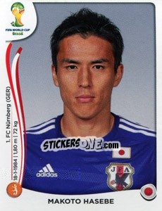 Sticker Makoto Hasebe - Coppa del Mondo FIFA Brasile 2014 n. 252 - Panini