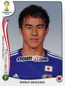Sticker Shinji Okazaki - Coppa del Mondo FIFA Brasile 2014 n. 257 - Panini