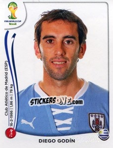 Sticker Diego Godin - Coppa del Mondo FIFA Brasile 2014 n. 264 - Panini