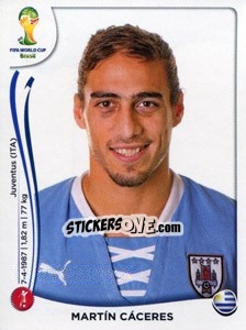 Sticker Martín Cáceres - Coppa del Mondo FIFA Brasile 2014 n. 266 - Panini