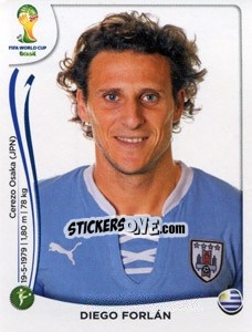 Sticker Diego Forlan - Coppa del Mondo FIFA Brasile 2014 n. 276 - Panini