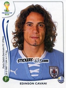 Sticker Edinson Cavani - Coppa del Mondo FIFA Brasile 2014 n. 277 - Panini