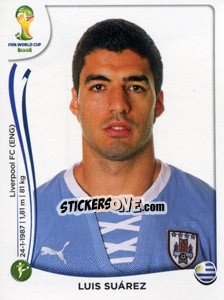 Sticker Luis Suárez - Coppa del Mondo FIFA Brasile 2014 n. 278 - Panini