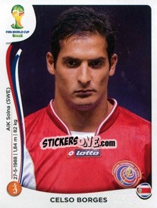 Sticker Celso Borges - Coppa del Mondo FIFA Brasile 2014 n. 291 - Panini