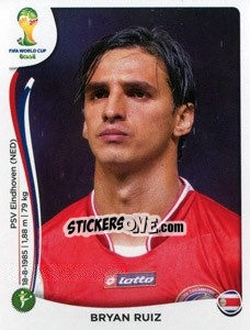 Sticker Bryan Ruiz - Coppa del Mondo FIFA Brasile 2014 n. 295 - Panini