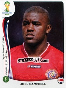 Sticker Joel Campbell - Coppa del Mondo FIFA Brasile 2014 n. 296 - Panini
