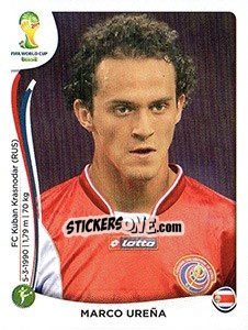 Sticker Marco Ureña - Coppa del Mondo FIFA Brasile 2014 n. 297x - Panini