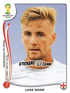 Sticker Luke Shaw - Coppa del Mondo FIFA Brasile 2014 n. 301x - Panini