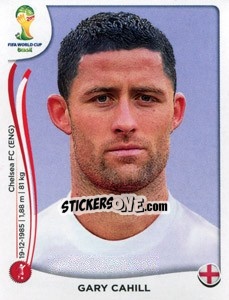 Sticker Gary Cahill - Coppa del Mondo FIFA Brasile 2014 n. 303 - Panini