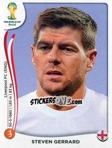 Sticker Steven Gerrard - Coppa del Mondo FIFA Brasile 2014 n. 307 - Panini