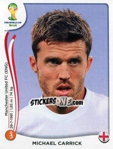 Sticker Michael Carrick - Coppa del Mondo FIFA Brasile 2014 n. 309 - Panini