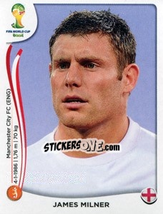 Sticker James Milner - Coppa del Mondo FIFA Brasile 2014 n. 311 - Panini