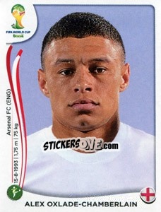 Sticker Alex Oxlade-Chamberlain - Coppa del Mondo FIFA Brasile 2014 n. 313 - Panini