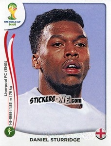 Sticker Daniel Sturridge - Coppa del Mondo FIFA Brasile 2014 n. 315 - Panini