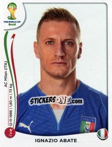 Figurina Ignazio Abate - Coppa del Mondo FIFA Brasile 2014 - Panini