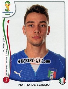 Sticker Mattia De Sciglio - Coppa del Mondo FIFA Brasile 2014 n. 324 - Panini