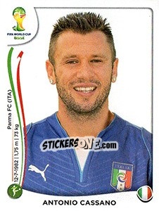 Cromo Antonio Cassano - Coppa del Mondo FIFA Brasile 2014 - Panini