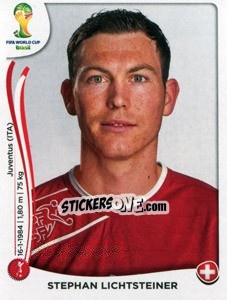 Sticker Stephan Lichtsteiner - Coppa del Mondo FIFA Brasile 2014 n. 339 - Panini