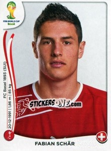Sticker Fabian Schär - Coppa del Mondo FIFA Brasile 2014 n. 342 - Panini