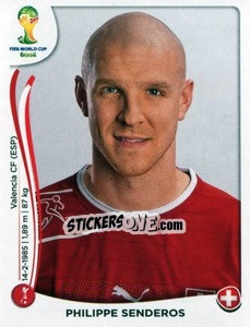 Figurina Philippe Senderos - Coppa del Mondo FIFA Brasile 2014 - Panini