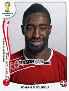 Sticker Johan Djourou - Coppa del Mondo FIFA Brasile 2014 n. 344 - Panini