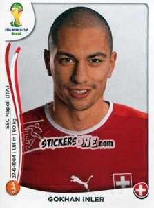 Sticker Gökhan Inler - Coppa del Mondo FIFA Brasile 2014 n. 346 - Panini