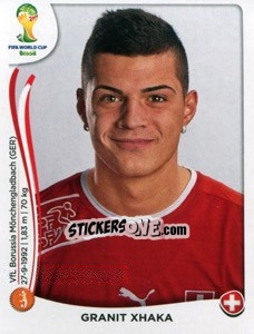Sticker Granit Xhaka - Coppa del Mondo FIFA Brasile 2014 n. 349 - Panini