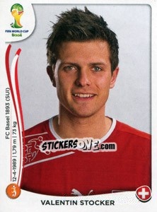Sticker Valentin Stocker - Coppa del Mondo FIFA Brasile 2014 n. 350 - Panini