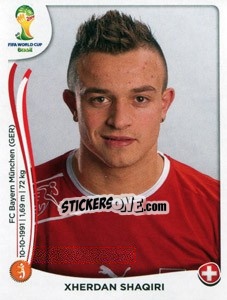 Sticker Xherdan Shaqiri - Coppa del Mondo FIFA Brasile 2014 n. 351 - Panini