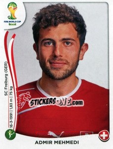 Sticker Admir Mehmedi - Coppa del Mondo FIFA Brasile 2014 n. 352 - Panini
