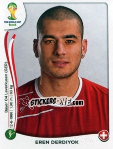 Sticker Eren Derdiyok - Coppa del Mondo FIFA Brasile 2014 n. 353 - Panini