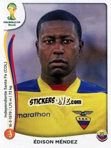 Cromo Édison Méndez - Coppa del Mondo FIFA Brasile 2014 n. 363 - Panini
