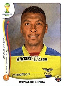 Cromo Oswaldo Minda - Coppa del Mondo FIFA Brasile 2014 n. 367x - Panini