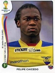 Sticker Felipe Caicedo - Coppa del Mondo FIFA Brasile 2014 n. 372 - Panini