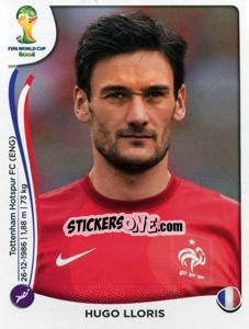 Sticker Hugo Lloris - Coppa del Mondo FIFA Brasile 2014 n. 376 - Panini
