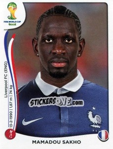 Sticker Mamadou Sakho - Coppa del Mondo FIFA Brasile 2014 - Panini