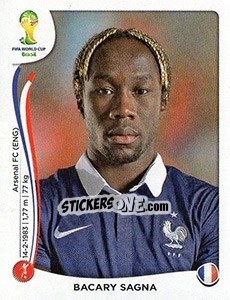 Sticker Bacary Sagna - Coppa del Mondo FIFA Brasile 2014 n. 382x - Panini