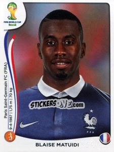 Sticker Blaise Matuidi - Coppa del Mondo FIFA Brasile 2014 n. 385 - Panini