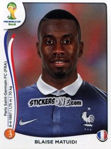 Figurina Blaise Matuidi - Coppa del Mondo FIFA Brasile 2014 - Panini