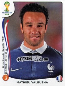 Sticker Mathieu Valbuena - Coppa del Mondo FIFA Brasile 2014 n. 387 - Panini