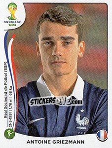 Sticker Antoine Griezmann - Coppa del Mondo FIFA Brasile 2014 n. 389x - Panini