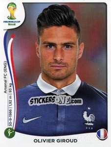 Sticker Olivier Giroud - Coppa del Mondo FIFA Brasile 2014 n. 391 - Panini